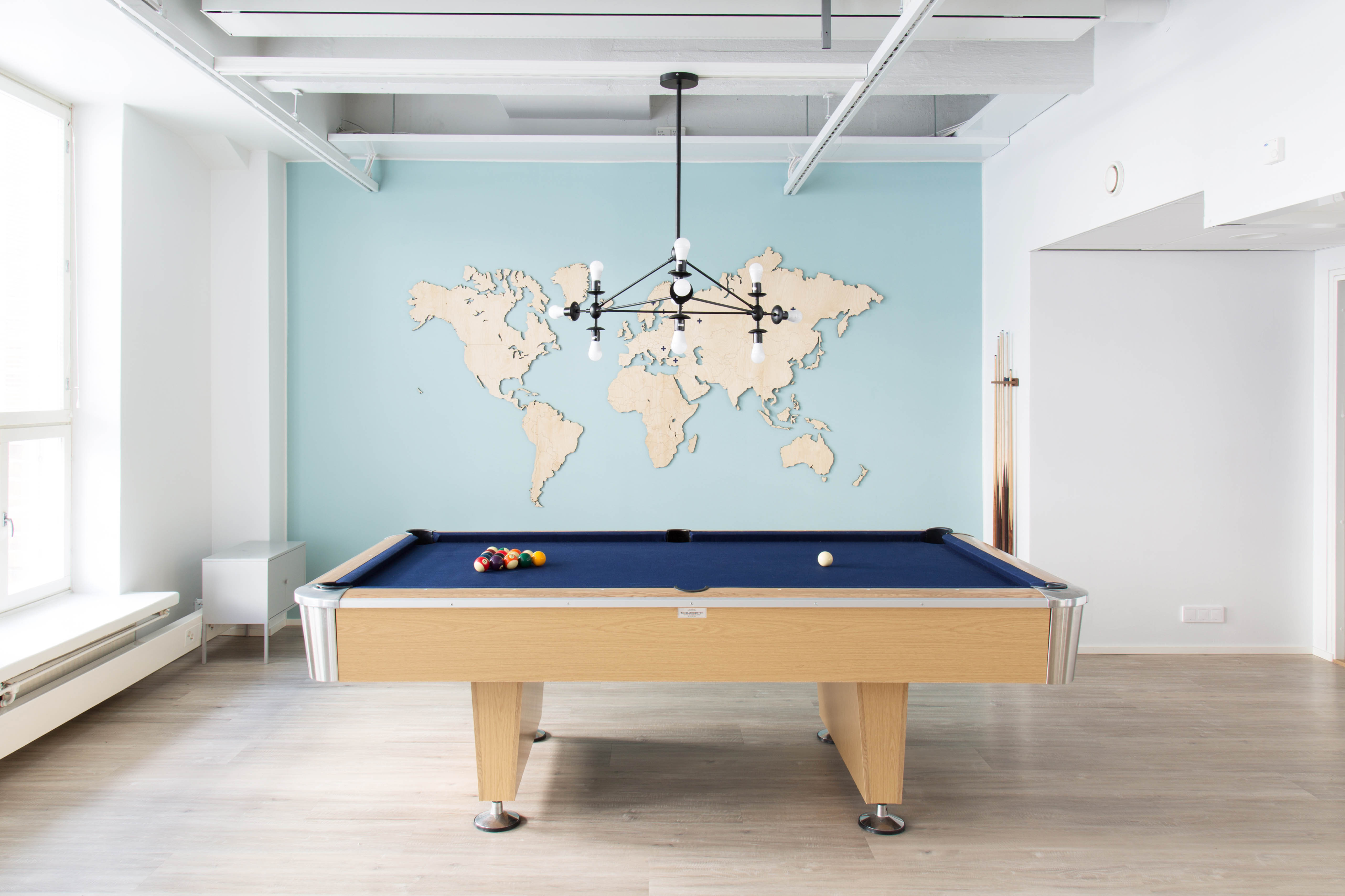 Bonusway office pool table and map