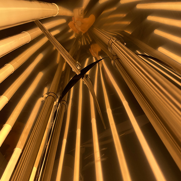 IQM quantum computer showroom design behind the scenes inside custom light pillar