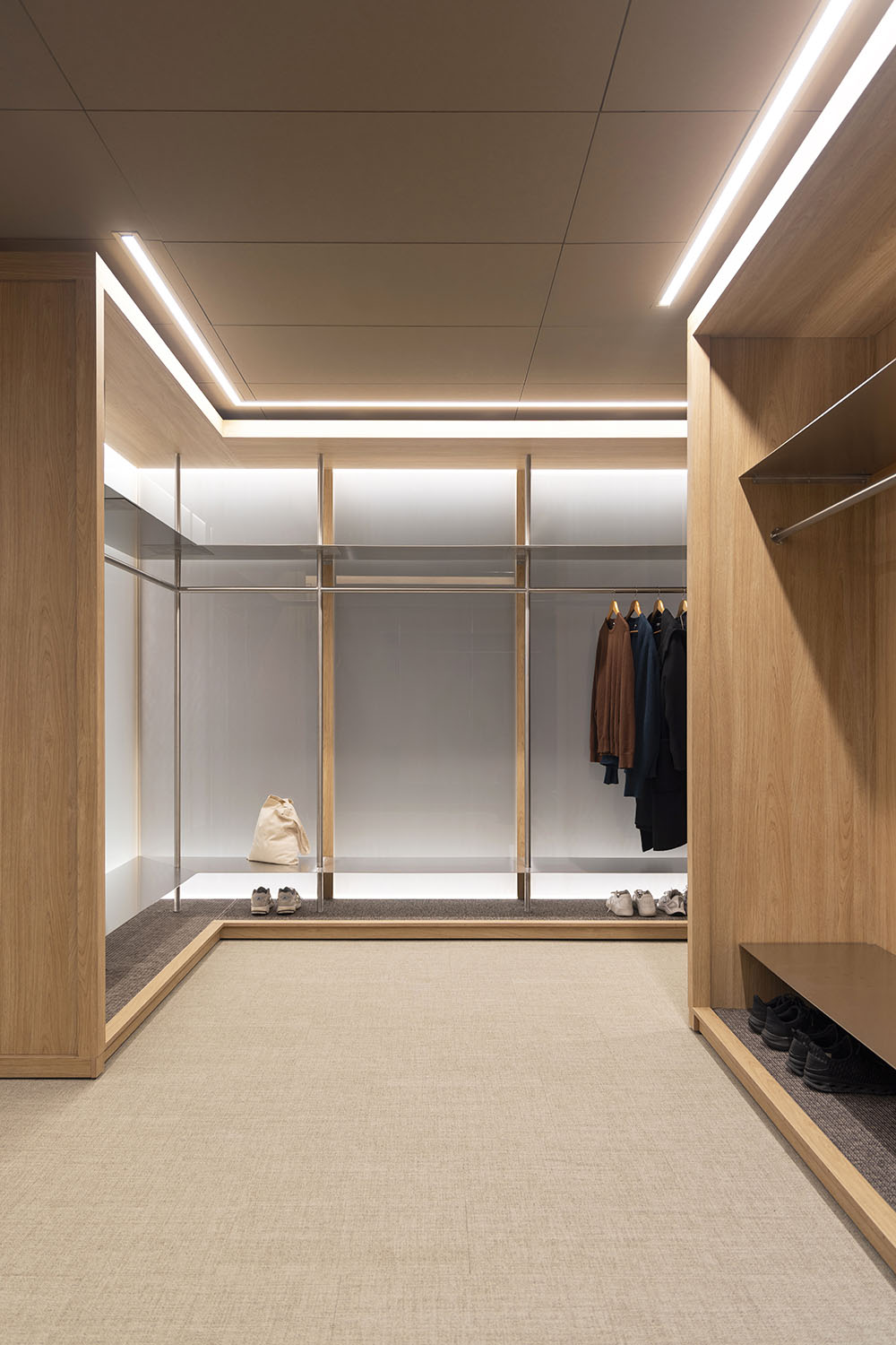 Mint More Creative interior design IXI Eyewear office lab showroom custom wardrobe light panels