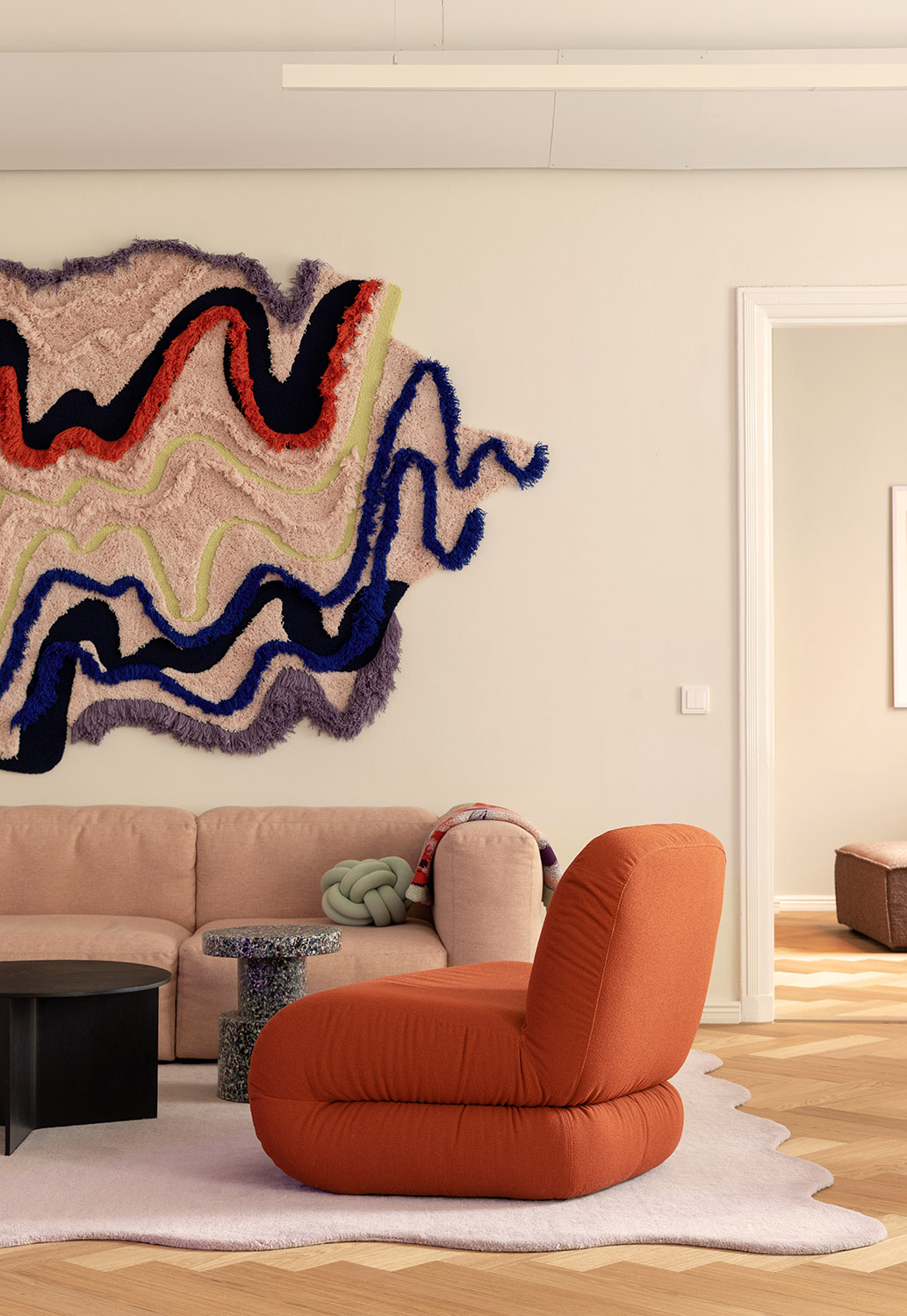 Podimo studio & office design lounge custom tufted wall rug