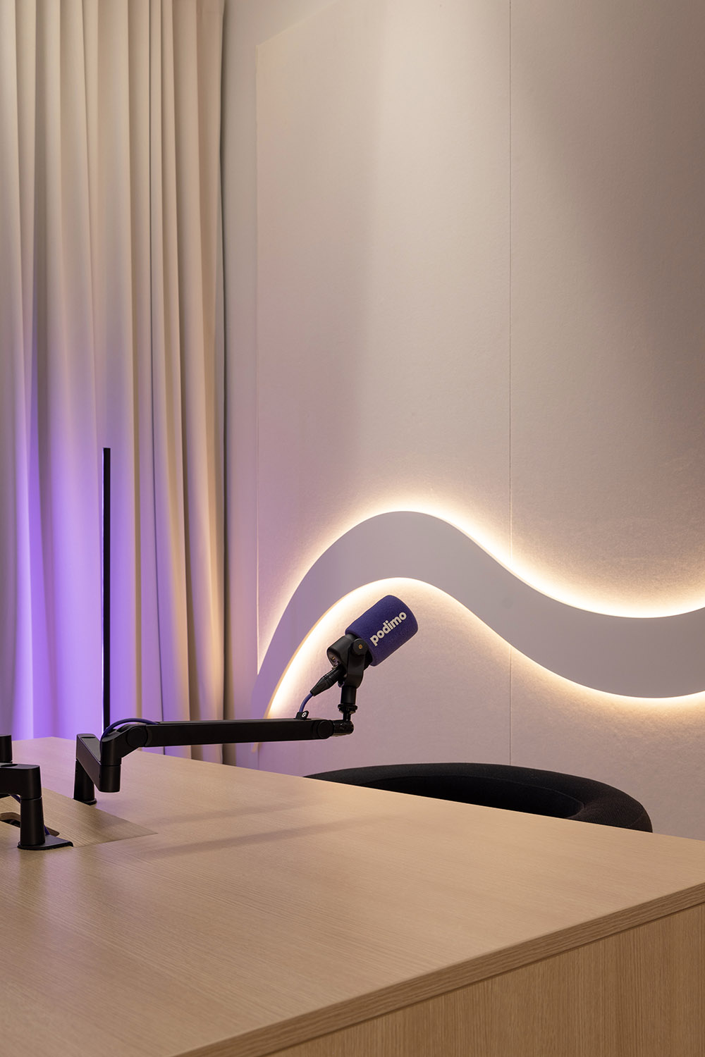 Podimo studio & office design podcast studio close up detail