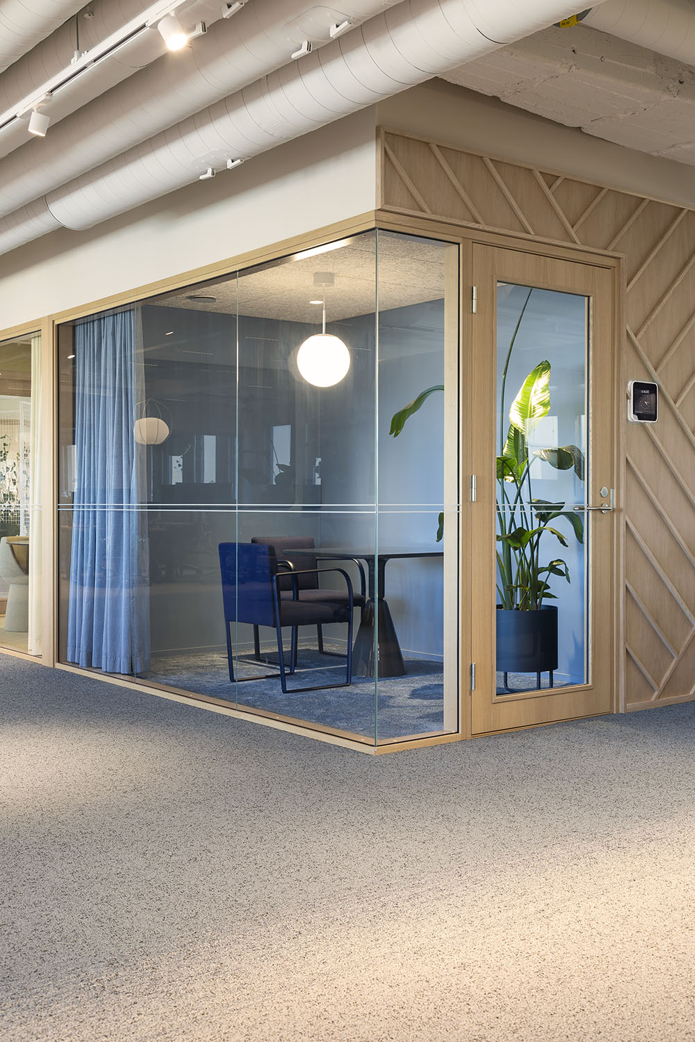 Supermetrics office design meeting room blue