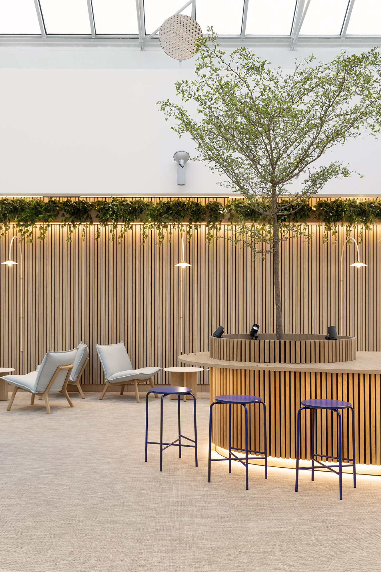 Terveystalo Kamppi hospital design lobby waiting area lounge