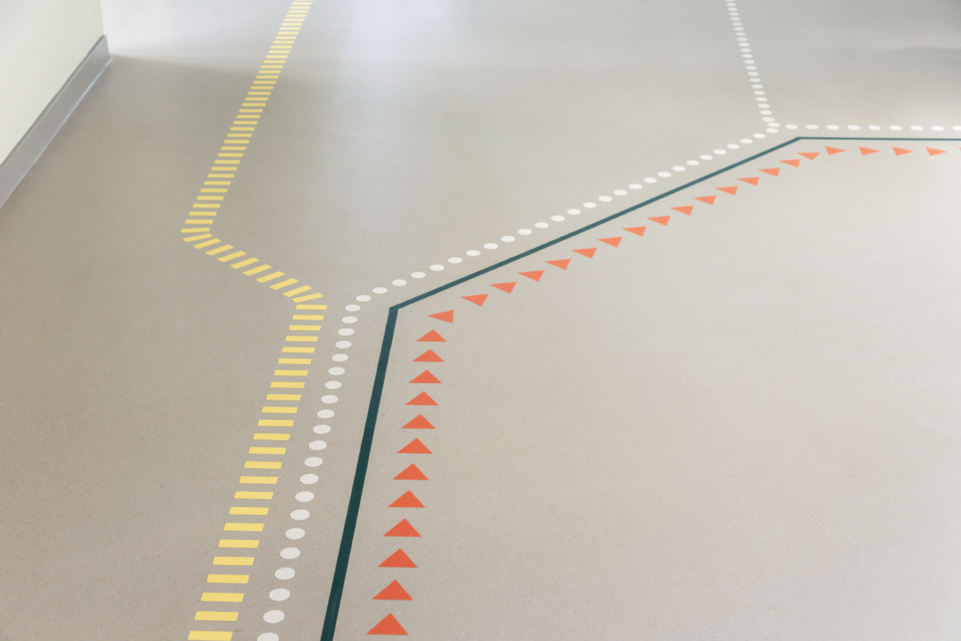 Urban3 coworking hub graphic signage path