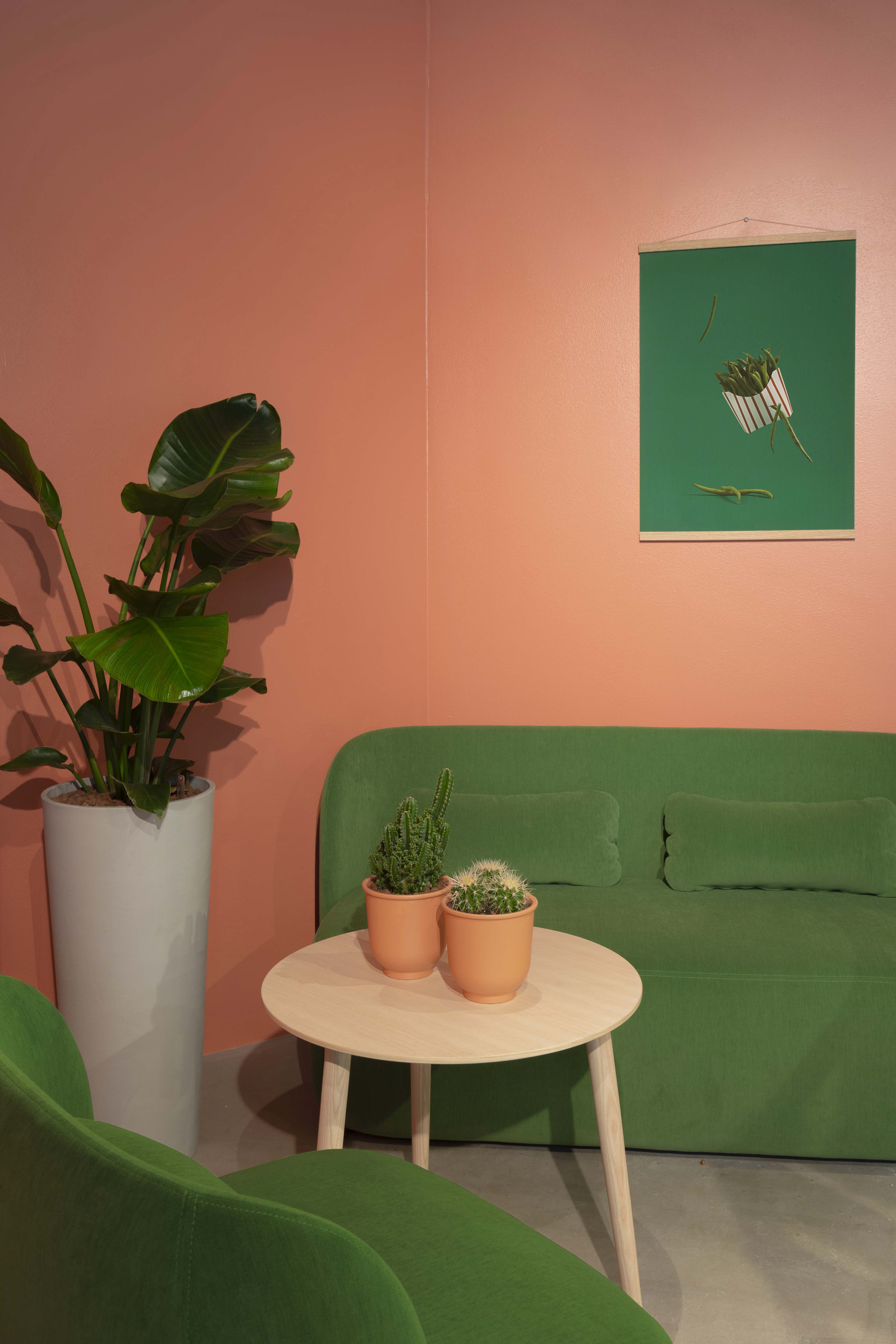 Vegoshi restaurant sofa corner poster fries